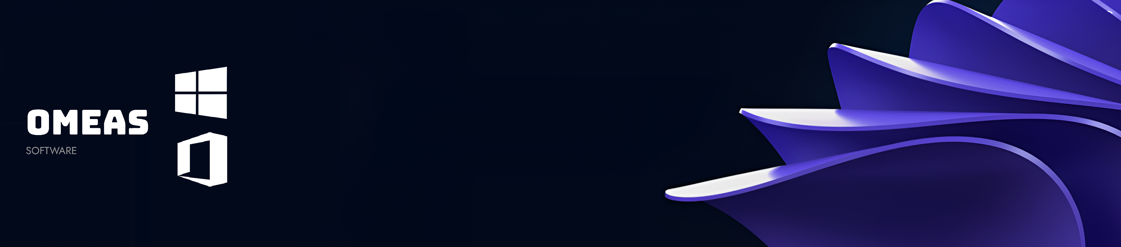 Hero banner montrant les licences Windows, Office et Antivirus disponibles sur OmeaSoftware
