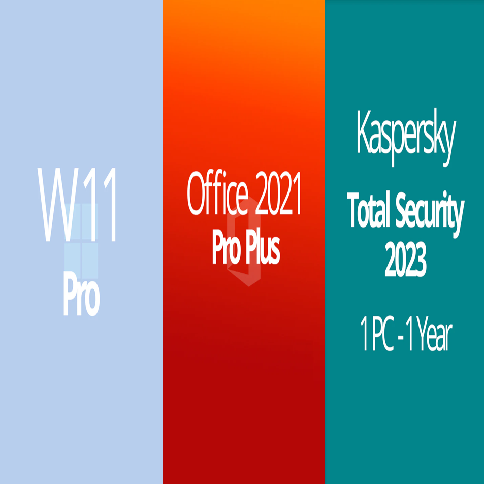Pack Sécurité Windows 11 Pro + Office 2021 Pro Plus + Kaspersky 1 an – Clés officielles à vie